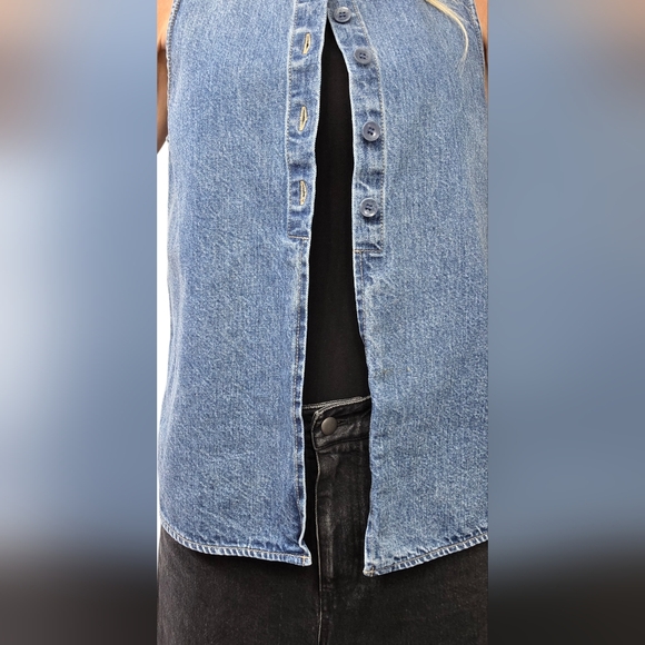 Tibi Denim Sleeveless Button Front Top Size 10 Minimalist Cotton - Picture 4 of 9